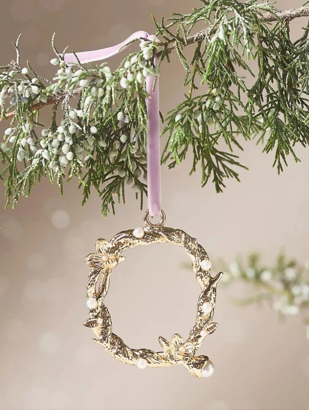 Anthropologie Aurelia Gold Pearl Monogram Letter "Q" Initial Ornament